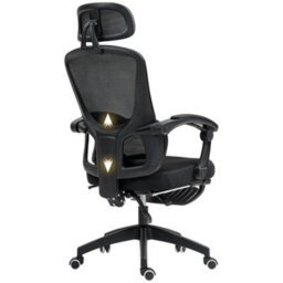 Homcom Mesh Ergonomic Office Chair With Lumbar Support, Headrest, Black - thumbnail 2