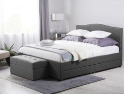 Beliani Bed With Storage Drawers Fabric Montpellier 180 X 200 Cm (Eu Super King) Dark Grey - thumbnail 2