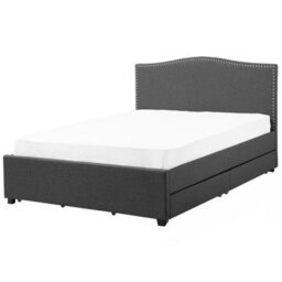 Beliani Bed With Storage Drawers Fabric Montpellier 180 X 200 Cm (Eu Super King) Dark Grey - thumbnail 4