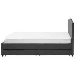 Beliani Bed With Storage Drawers Fabric Montpellier 180 X 200 Cm (Eu Super King) Dark Grey - thumbnail 7