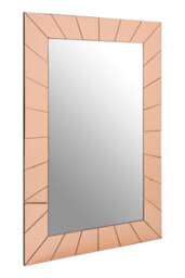 Orsina Reflective Rose Gold Finish Earl Wall Mirror, Rectangular Decorative Mirror, Metallic Indoor Accent Mirror - thumbnail 2