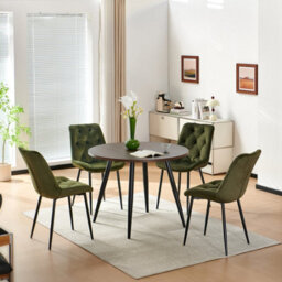 Sonara Dark Walnut 4-Seater Round Dining Table 100 Cm With 4 Velvet Chairs - thumbnail 3
