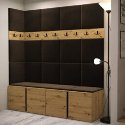 Orion Ii Hallway Set Artisan Oak Shoe Cabinet Hangers Brown Panels - thumbnail 2