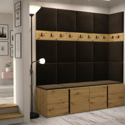 Orion Ii Hallway Set Artisan Oak Shoe Cabinet Hangers Brown Panels