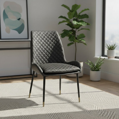 Grey Pu Leather Steel Legs Dining Chairs (Set Of 2) - image 1