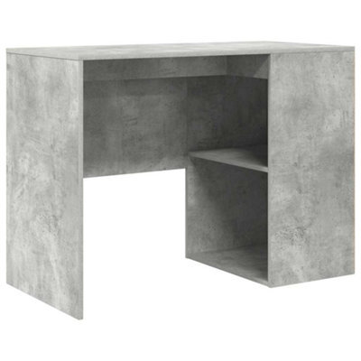 Berkfield Modern Writing Desk Concrete Grey Wood Composite Compact Storage - image 1