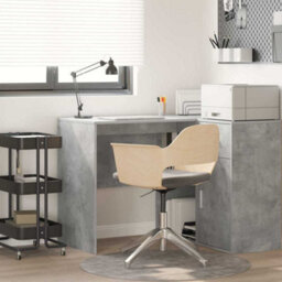 Berkfield Modern Writing Desk Concrete Grey Wood Composite Compact Storage - thumbnail 2
