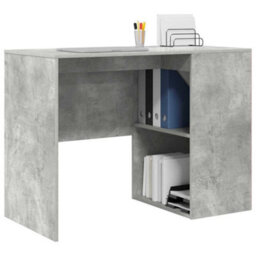 Berkfield Modern Writing Desk Concrete Grey Wood Composite Compact Storage - thumbnail 3
