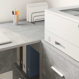Berkfield Modern Writing Desk Concrete Grey Wood Composite Compact Storage - thumbnail 4