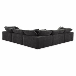 Xample Aiden & Ivy Sereen Dark Grey 6-Piece Modular Sofa Fabric Sectional With Feather Blend Cushions, Ottoman & Accent Pillows - thumbnail 5