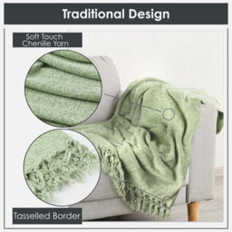 Emma Barclay Darcy Tassel Blanket/throw For Sofa Chair Bed Meadow Green 150X200Cm - thumbnail 6