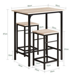 Sobuy Ogt10-N, Bar Set-1 Bar Table And 2 Stools Kitchen Breakfast Bar Set Furniture Dining Set,wood Veneer,w80Xd50Xh87 - thumbnail 3
