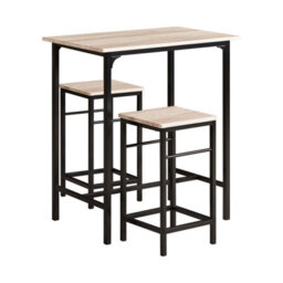 Sobuy Ogt10-N, Bar Set-1 Bar Table And 2 Stools Kitchen Breakfast Bar Set Furniture Dining Set,wood Veneer,w80Xd50Xh87 - thumbnail 1