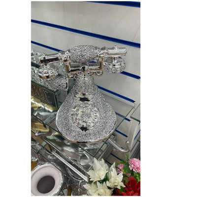 Romany Crushed Diamond Telephone Crystal Silver Shelf Ornament