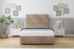 "Sloomy Texas Mink Naples Divan Bed Base 2 Drawers Same Side With 54"" Floor Standing Headboard 4'6 Double" - thumbnail 2