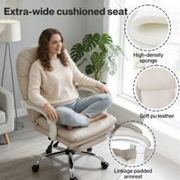 Levede Office Chair Ergonomic Executive Chair Heavy Duty  Reclining Leather - thumbnail 8