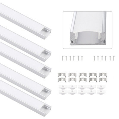 MKGT 10X 1M Aluminium Profile Surface For Led Lights Strip Channel With Opal Cover - Aluminium Finish - image 1