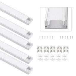 MKGT 10X 1M Aluminium Profile Surface For Led Lights Strip Channel With Opal Cover - Aluminium Finish - thumbnail 1