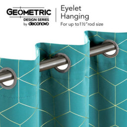 Deconovo Blackout Noise Reduction Curtains, Gold Diamond Printed Thermal Insulated Curtains, W46 X L90 Inch, Turquoise, One Pair - thumbnail 5