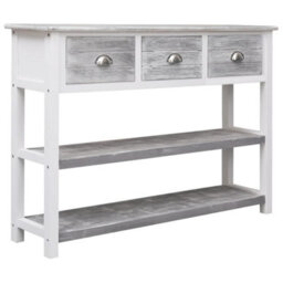 Berkfield Durable Sideboard Antique Grey 108X30X76 Cm Solid Paulownia Wood - thumbnail 4