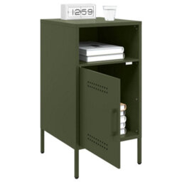 Berkfield Bedside Cabinets 2 Pcs Olive Green 36X39X68 Cm Steel - thumbnail 4