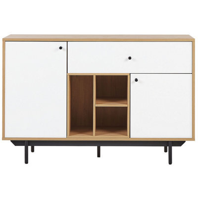 Beliani Retro Sideboard In Light Brown And White - Engineered Wood Cabinets With Drawer, 118 X 40 X 78 Cm - image 1