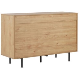 Beliani Retro Sideboard In Light Brown And White - Engineered Wood Cabinets With Drawer, 118 X 40 X 78 Cm - thumbnail 5