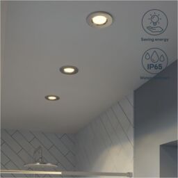 GoodHome Etana Polished Chrome Effect Non-Adjustable Led Warm White Downlight 4.7W Ip65, Pack Of 3 - thumbnail 7
