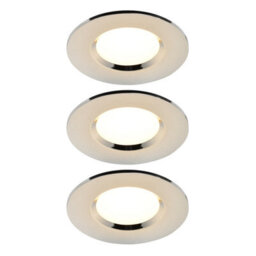 GoodHome Etana Polished Chrome Effect Non-Adjustable Led Warm White Downlight 4.7W Ip65, Pack Of 3 - thumbnail 1