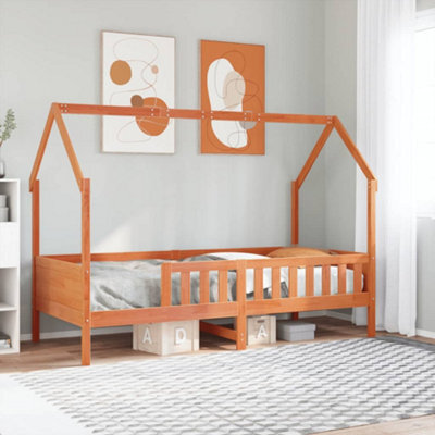 Berkfield Kids' House Bed Frame Without Mattress Wax Brown 90X190 Cm Single Pine - image 1