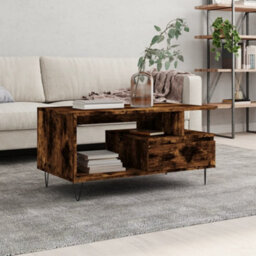 Berkfield Modern Coffee Table Smoked Oak 90X49X45 Cm Engineered Wood - thumbnail 2