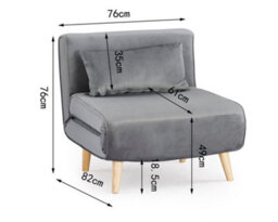 Home Detail Kendal Grey Velvet Single Futon Sofa Bed - thumbnail 5