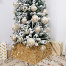 Sparkling Sequin Christmas Tree Skirt Foldable Base Reusable Holiday Home Decoration - thumbnail 4