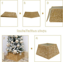 Sparkling Sequin Christmas Tree Skirt Foldable Base Reusable Holiday Home Decoration - thumbnail 5
