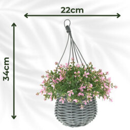 Ark Mat Artificial Floral Hanging Basket Uv Resistant 34Cm Indoor Outdoor (Pink) - thumbnail 3