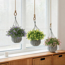 Ark Mat Artificial Floral Hanging Basket Uv Resistant 34Cm Indoor Outdoor (Pink) - thumbnail 2