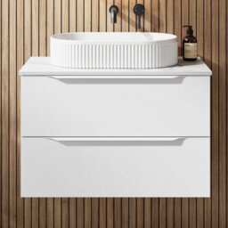 Affine 800mm Countertop Bathroom Vanity Unit Basin Wall Hung Furniture Soft Close White - thumbnail 1