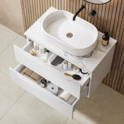 Affine 800mm Countertop Bathroom Vanity Unit Basin Wall Hung Furniture Soft Close White - thumbnail 4