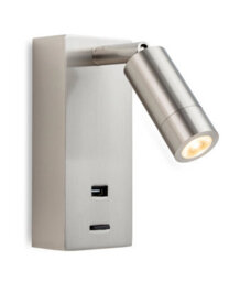 Luminosa Lighting Luminosa Clifton Led Wall Reading Light & Usb Port Brushed Steel