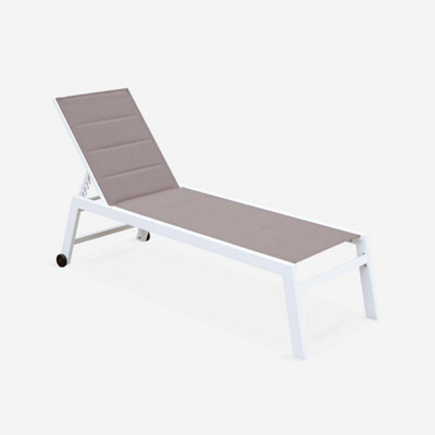 Sweeek. Textilene And Aluminium Sun Lounger 6 Reclining Positions Solis White 202X65X102 Cm - image 1