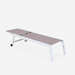Sweeek. Textilene And Aluminium Sun Lounger 6 Reclining Positions Solis White 202X65X102 Cm - thumbnail 3