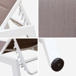 Sweeek. Textilene And Aluminium Sun Lounger 6 Reclining Positions Solis White 202X65X102 Cm - thumbnail 6