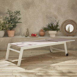 Sweeek. Textilene And Aluminium Sun Lounger 6 Reclining Positions Solis White 202X65X102 Cm - thumbnail 7