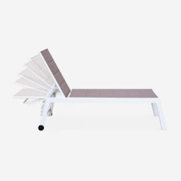 Sweeek. Textilene And Aluminium Sun Lounger 6 Reclining Positions Solis White 202X65X102 Cm - thumbnail 4