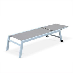 Sweeek. Textilene And Aluminium Sun Lounger 6 Reclining Positions Solis White 202X65X102 Cm - thumbnail 9