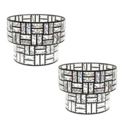 Valuelights Elise Pair Of Acrylic Jewel Black Two Tier Easy Fit Lamp Shades And Bulbs (D)27Cm - thumbnail 4