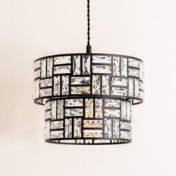 Valuelights Elise Pair Of Acrylic Jewel Black Two Tier Easy Fit Lamp Shades And Bulbs (D)27Cm - thumbnail 3