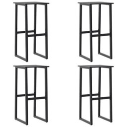 Walplus Bar Stools 4 Pcs Black 38X38X80 Cm Powder-Coated Steel - thumbnail 2