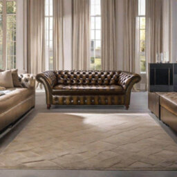 Chesterfield 3 Seater Buttoned Seat Sofa Antique Tan Real Leather In Balmoral Style - thumbnail 5
