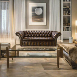 Chesterfield 3 Seater Buttoned Seat Sofa Antique Tan Real Leather In Balmoral Style - thumbnail 4
